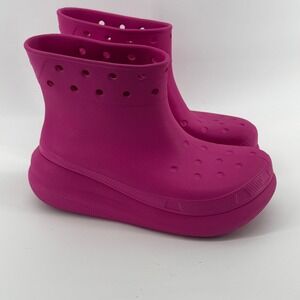 Crocs Crush Boots Pink Platform Wedge Rain Boots Women's Size W11 / M9